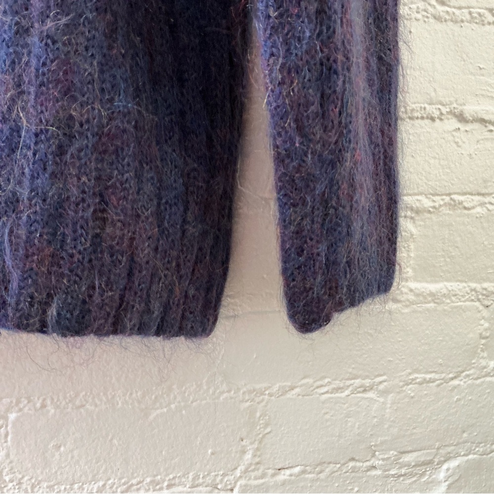 Vintage 90s Express Tricot Mohair Blend Boxy Chunky Cardigan Sweater Grandpa L - Picture 10 of 13